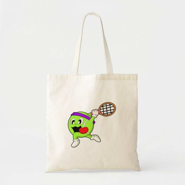 Tote Bag Bal de tennis avec raquette de tennis (Devant)