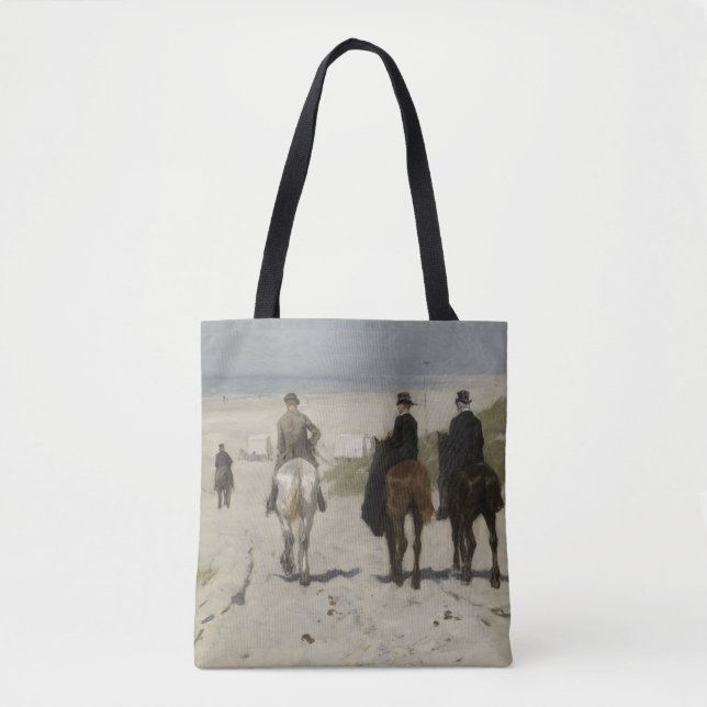 Tote Bag Balade à cheval le long de la plage - Art (Devant)