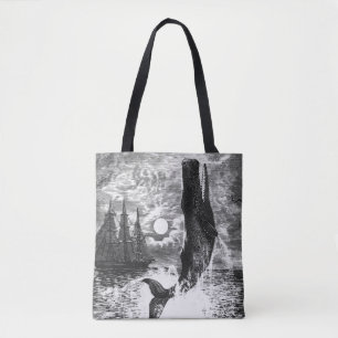 Tote Bag Baleine à tête carrée faisant une cabriole, Animau