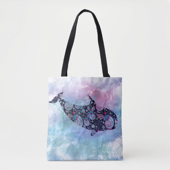Tote Bag Baleine ornementale de silhouette (Devant)
