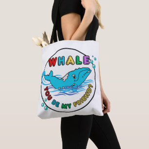 Tote Bag Baleine Tu Es Mon Ami Blue Bubble Humpback Whale