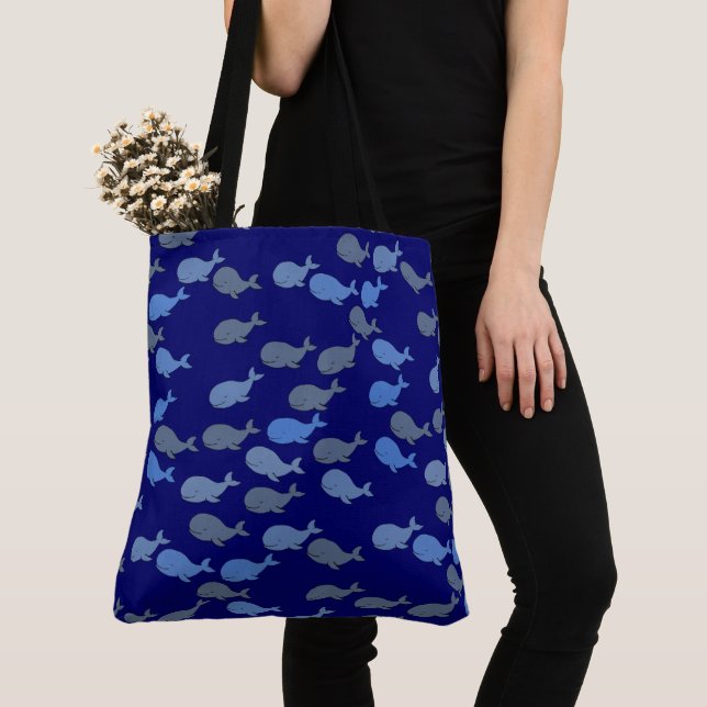 Tote Bag Baleines de mer bleu (De près)