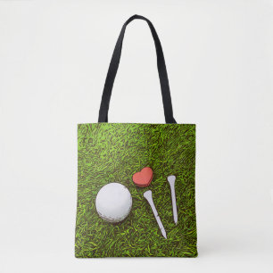 Tote Bag Ball de golf avec tee - shirts et fiancées de coeu