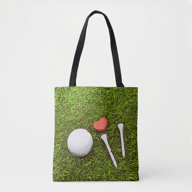 Tote Bag Ball de golf avec tee - shirts et fiancées de coeu (Devant)
