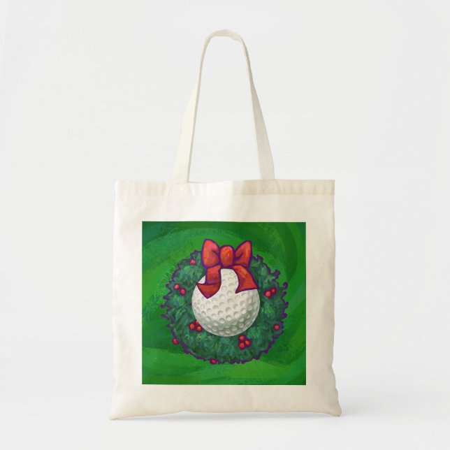 Tote Bag Ball de golf Fer de Noël en vert (Devant)