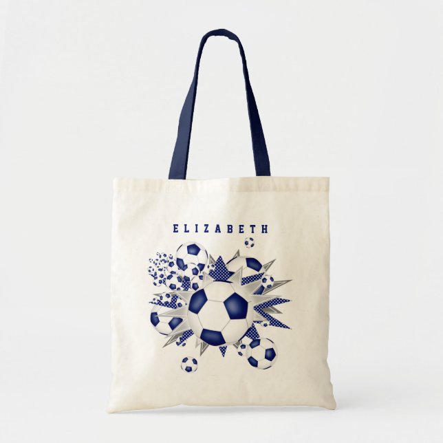 Tote Bag balle bleu ballon gonfler filles nom (Devant)