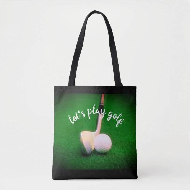 Tote Bag balle de golf et club vert et noir pour les golfeu (Devant)