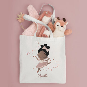 Tote Bag Ballerina afro-américaine avec Bow, or Rose