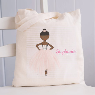 Tote Bag Ballerina afro-américaine personnalisée en rose