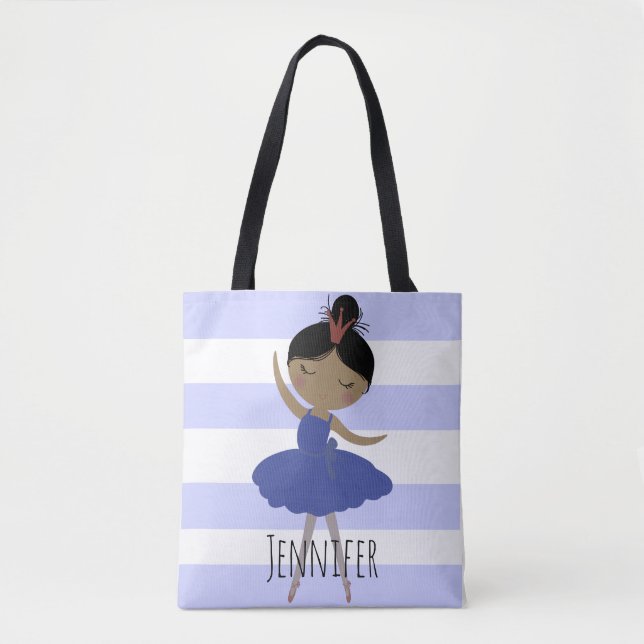 Tote Bag Ballerina asiatique Bleu bande (Devant)