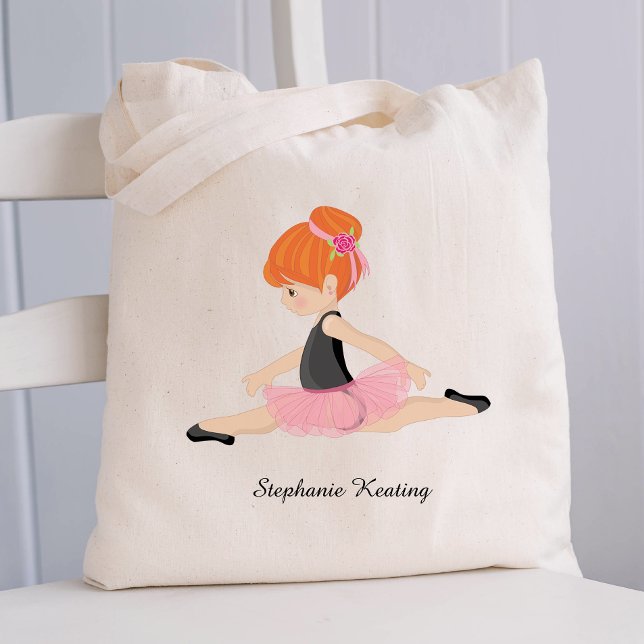 Tote Bag Ballerina aux cheveux rouges personnalisée (Créateur téléchargé)
