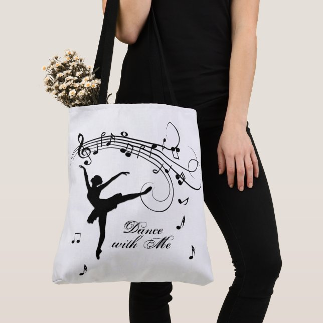 Tote Bag Ballerina Dancing with Music Notes (De près)