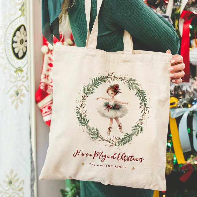 Tote Bag Ballerina de Noël magique Festive mignonne (Créateur téléchargé)