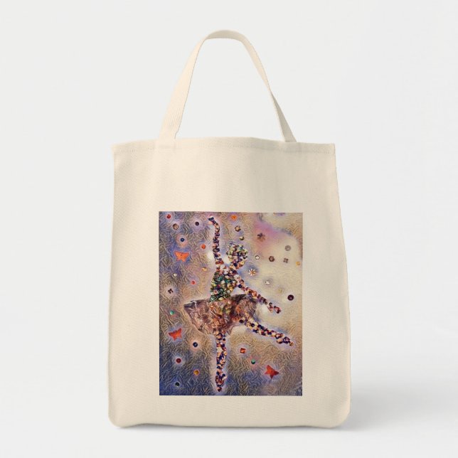 Tote Bag Ballerina et papillons Purple Gold (Devant)