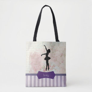 Tote Bag Ballerina Silhouette sur Elegant Motif Vintage