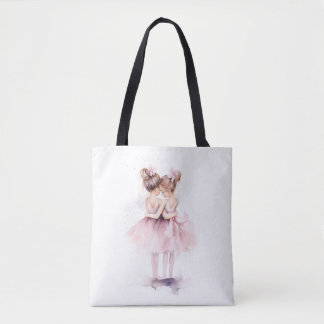 Tote Bag Ballerina Soeurs Accrocher Art Ballet Aquarelle