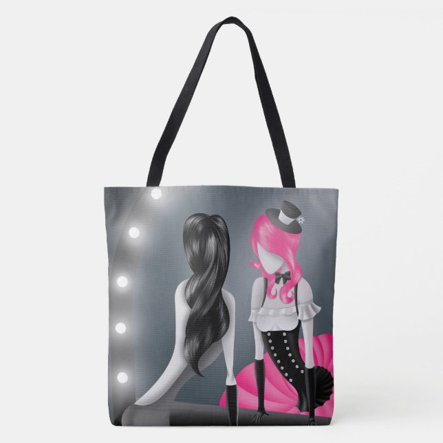 Tote Bag Ballerine et danseuse excentrique reflet rose (Devant)