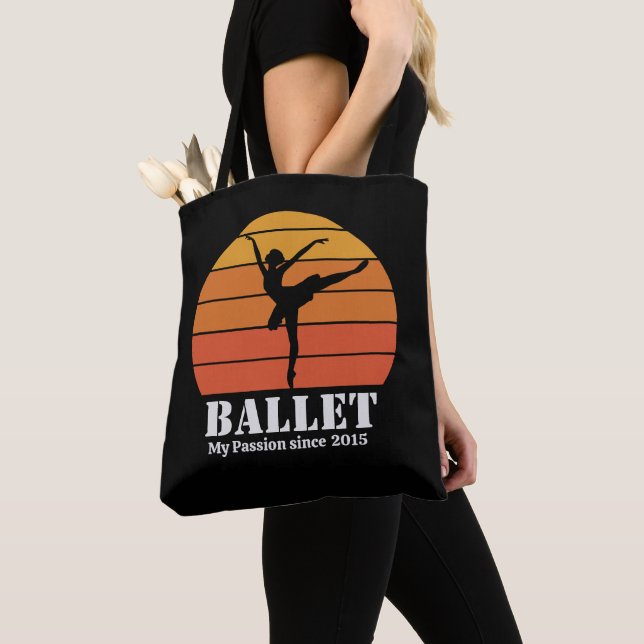 Tote Bag Ballet Hobby Retro Sunset Personnaliser (De près)