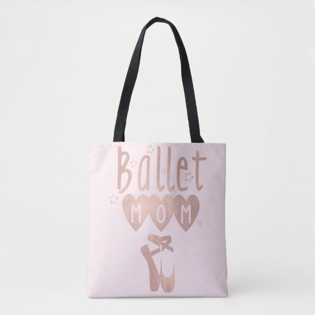 Tote Bag Ballet Maman Rose Rose Or Étoiles & Coeurs (Devant)