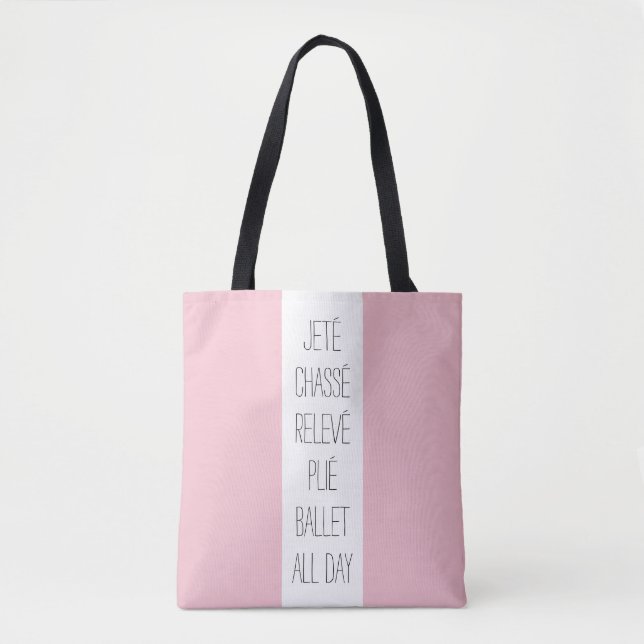 Tote Bag Ballet rose et blanc toute la journée (Devant)