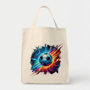 Tote Bag Ballon de football électrique futuriste éclair