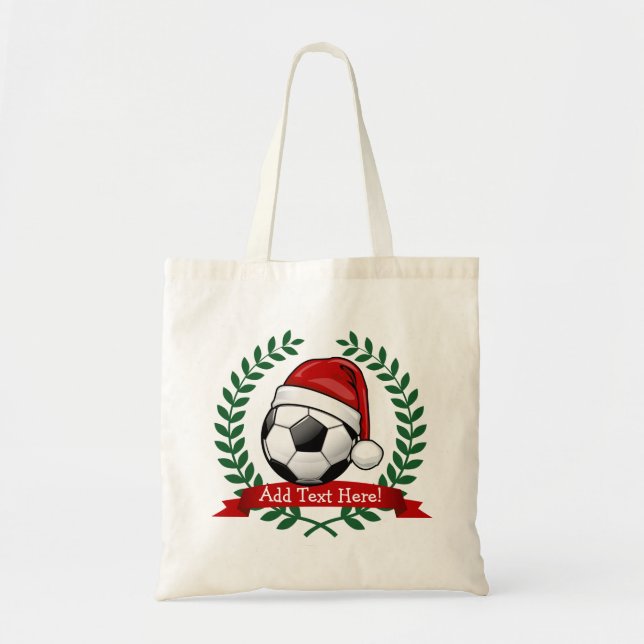 Tote Bag Ballon de football portant Noël de casquette de (Devant)