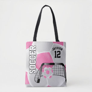 Tote Bag Ballon de football rose et blanc