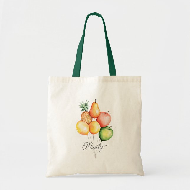Tote Bag Ballon de fruits poire ananas (Devant)