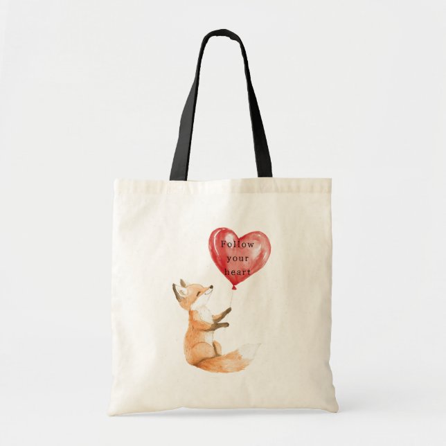 Tote Bag Ballons Coeur Fox mignon (Devant)