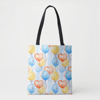 Tote Bag Ballons colorés : aquarelle couleur motif sans cou