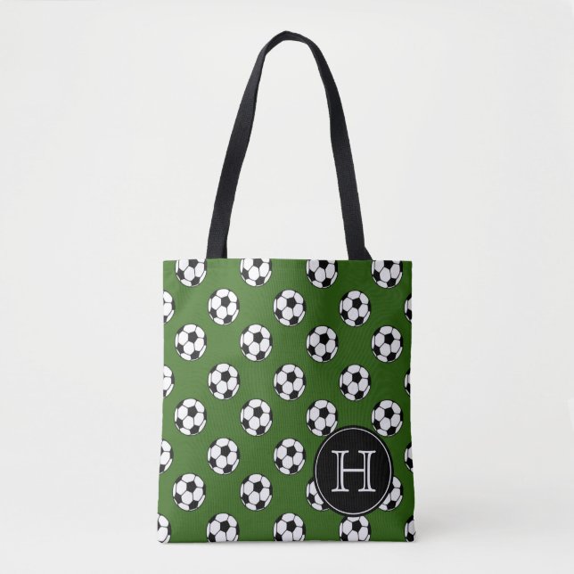 Tote Bag Ballons de football noirs et blancs sur le (Devant)