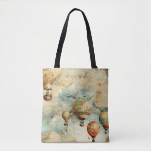 Tote Bag Balloon vintage à air chaud dans un paysage serein