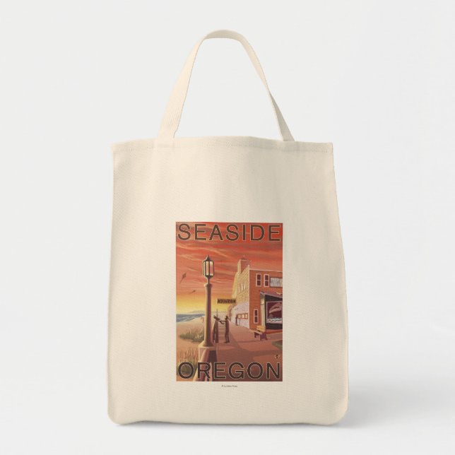Tote Bag Balnéaire, Oregon Vue Aquarium (Devant)