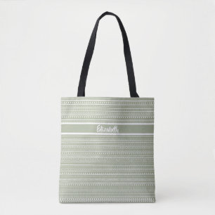 Tote Bag Bamanko en tache de boudcloth Motif Sage Green