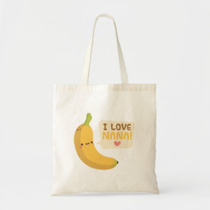 Tote Bag Banane mignonne, j'aime Nana