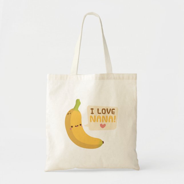 Tote Bag Banane mignonne, j'aime Nana (Devant)
