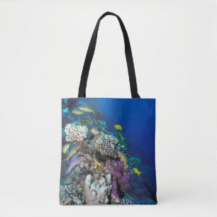 Tote Bag Banc de rougets autour d'un petit corail