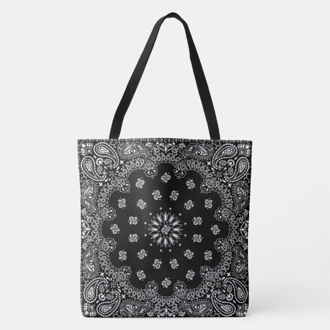 Tote Bag bandana paisley totebag black_A (Devant)