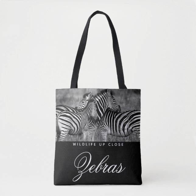 Tote Bag Bande animale Noir Blanc Faune Fermer (Devant)
