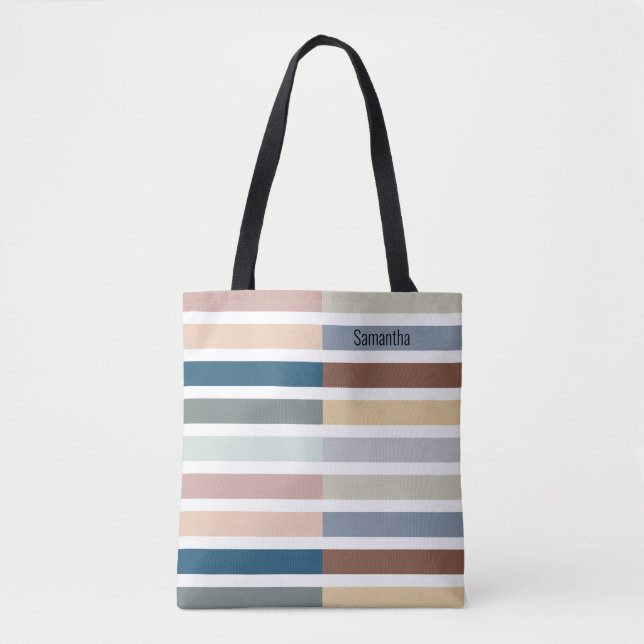 Tote Bag Bande de blocs de couleur personnalisée (Devant)