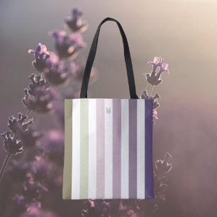 Tote Bag Bande de champ Ombre Lavender et monogramme person
