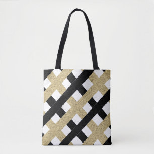 Tote Bag Bande de papier découpée en noir et or