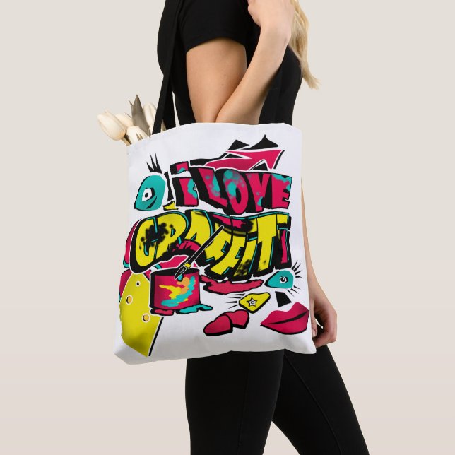 Tote Bag bande dessinée Abstraite style graffiti grunge urb (De près)