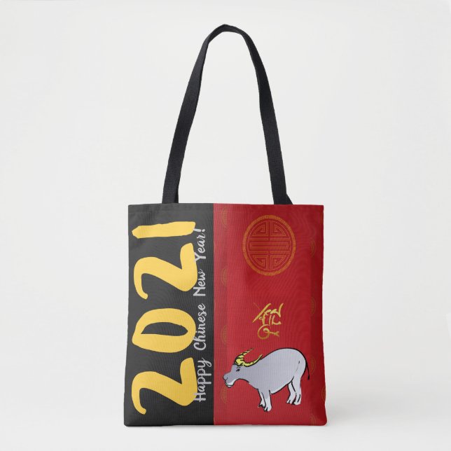 Tote Bag Bande dessinée Chinois traditionnel Ox Année 2021  (Devant)