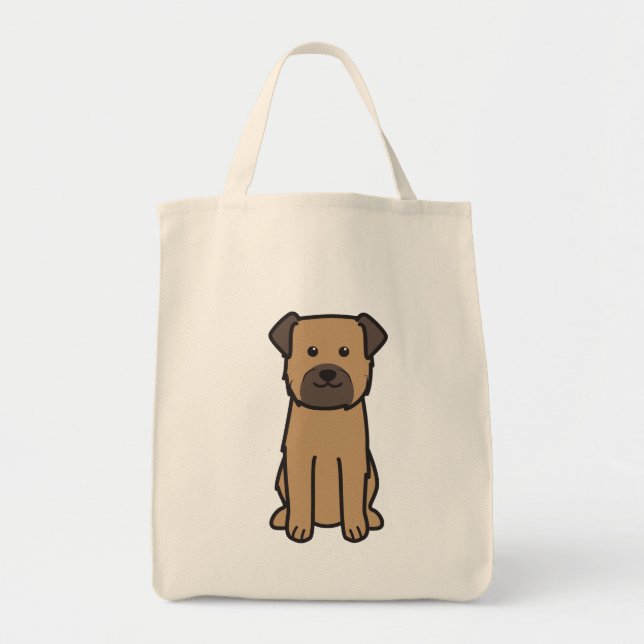 Tote Bag Bande dessinée de chien de Terrier de frontière (Devant)