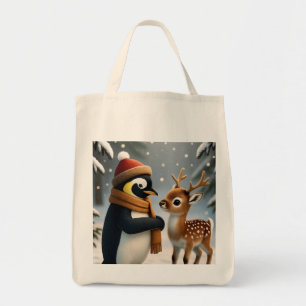 Tote Bag Bande dessinée de fantaisie hivernale de manchot e