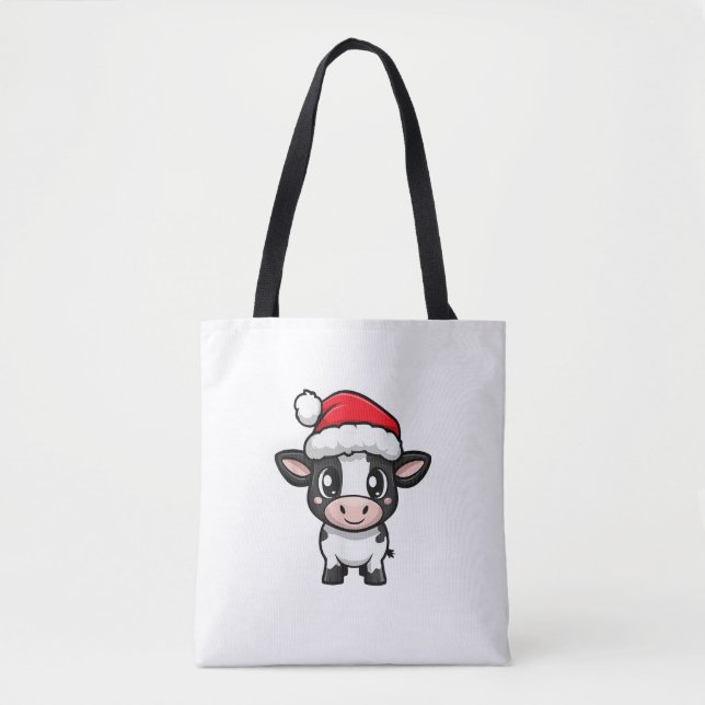 Tote Bag Bande dessinée de Noël de vache (Devant)