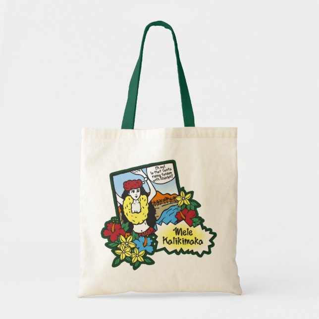 Tote Bag Bande dessinée hawaïenne de Noël de Mele (Devant)