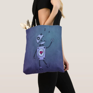 Tote Bag Bande dessinée heureuse bleue chantant le rétro