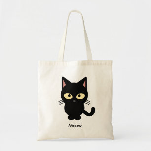 Tote Bag Bande dessinée mignonne de meow de chat noir